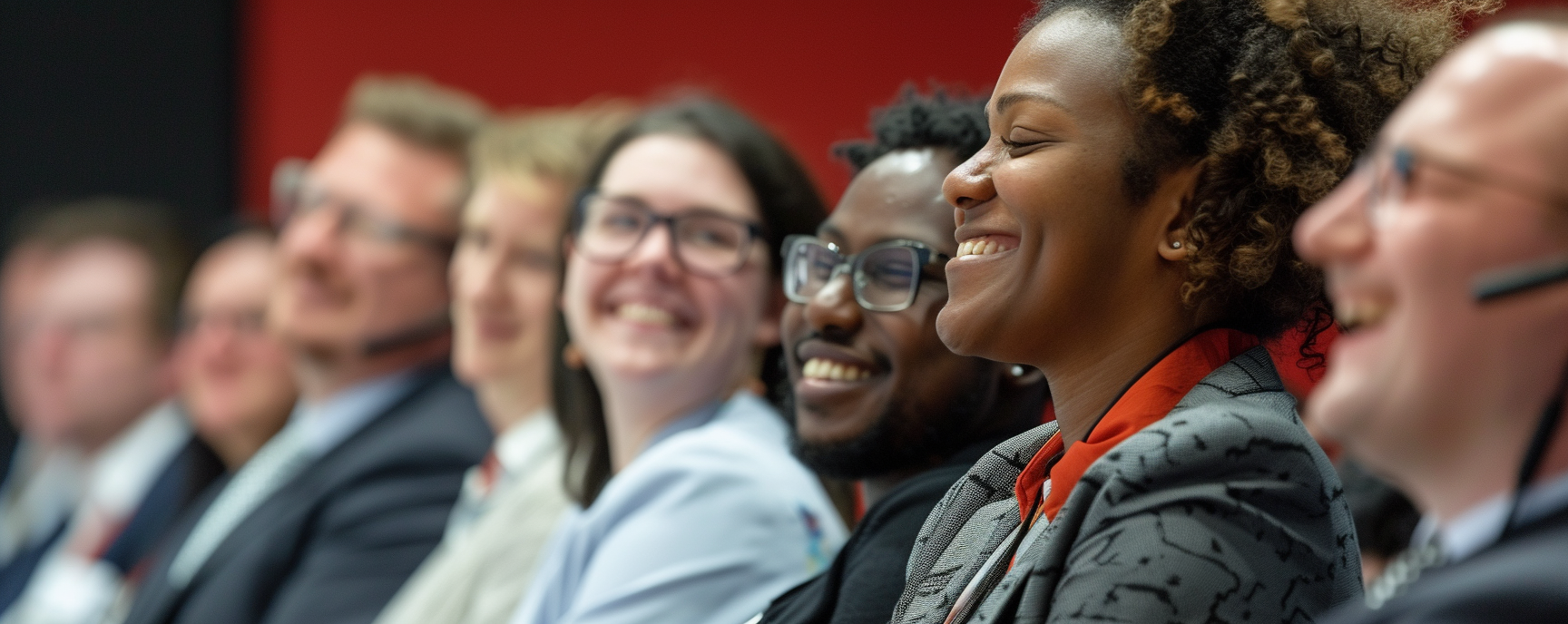 People smiling at a masterclass